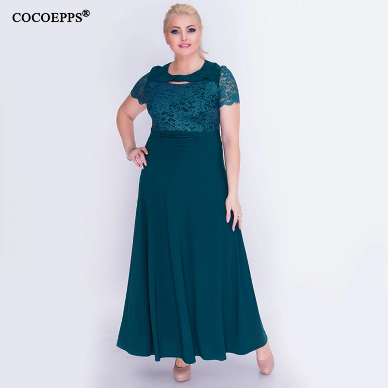 

2019 Lace Patchwork 6xl Women Dress Big Size Elegant Maxi Dress Plus Size Sexy Party Dress A line Long Dresses Large Vestido 5xl