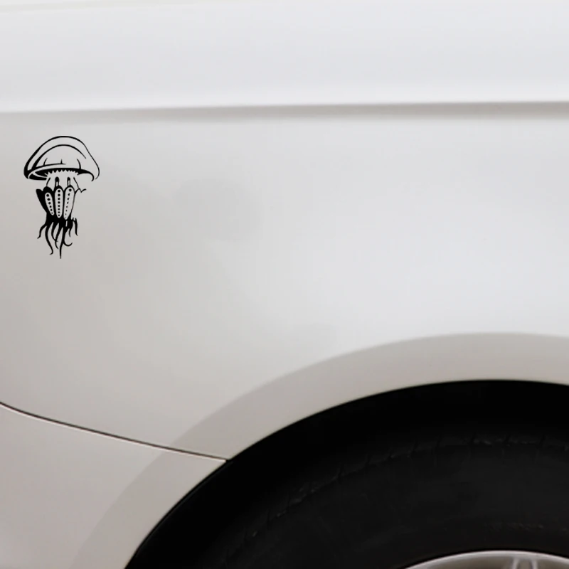 Автомобильные наклейки Медуза Творческие PVC декали Декор бампера Аксессуары, водонепроницаемые, солнцезащитные, черные/белые, 17 см * 10 см.