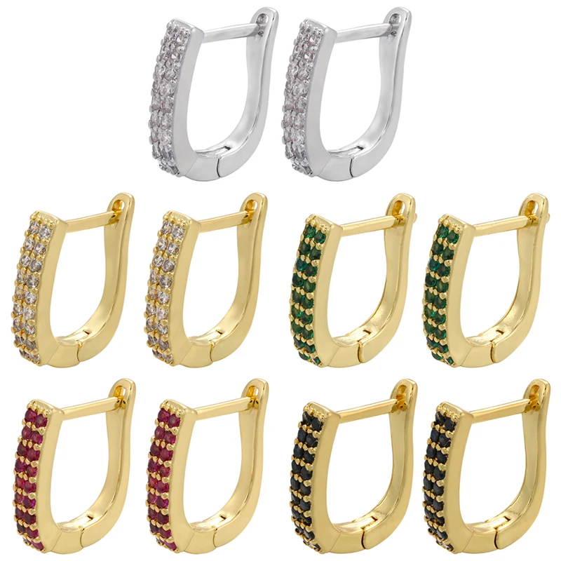 

ZHUKOU 2021 gold color small hoop earring irregular geometric rectangle earring crystal fashion jewelry wholesale VE358