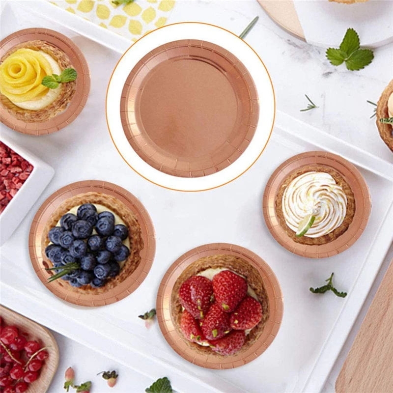 Набор одноразовой посуды из розового золота для вечеринки бумажные соломинки