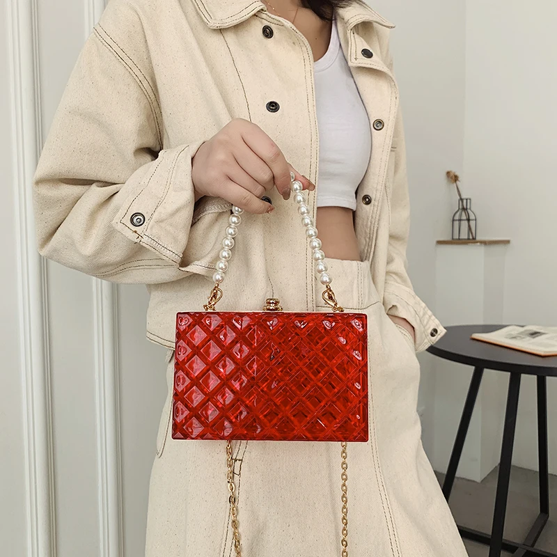 Сумка на плечо красочные прозрачный ПВХ женская сумочка кросс-боди с жемчугом