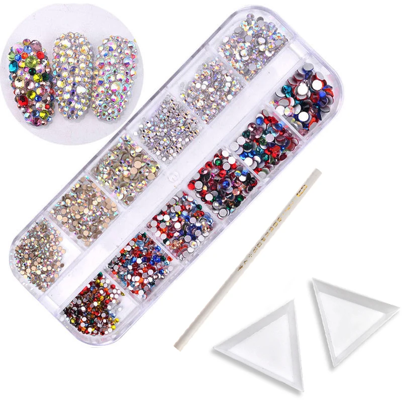 Одна коробка для детей 6 лет с украшением в виде кристаллов дизайн ногтей Стразы и