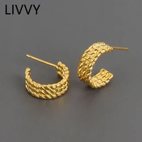 livvy prevent allergy silver color twist rope multi layer lines trendy earrings for women couples handmade jewelry