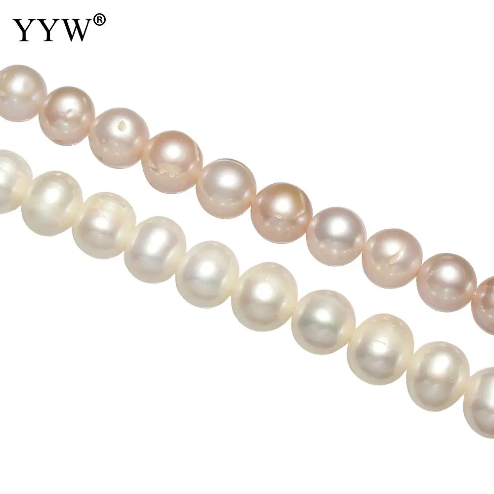 

Natural Round Pearls Beads White 10-12mm Cultured Freshwater Pearls For Jewelry Making Wholesale Women Pearl Sold Per 15"Strand