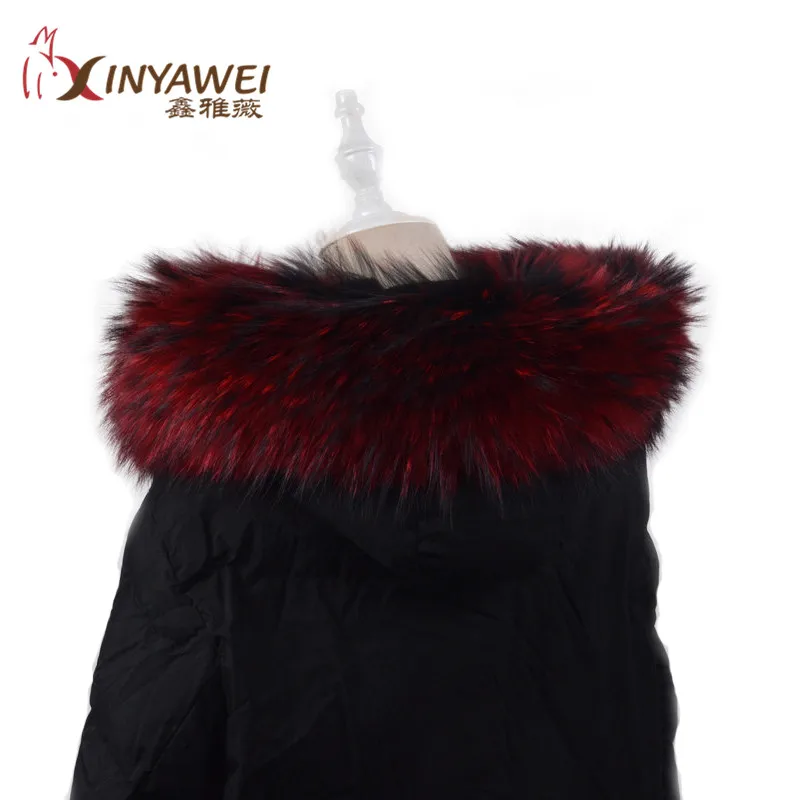 

2019 Hot Fashion Leather Fur Collar For Parkas Coat Natural Raccoon Scarf Luxury Ladies Large Size Warm Fur Fur Collar Scarf.