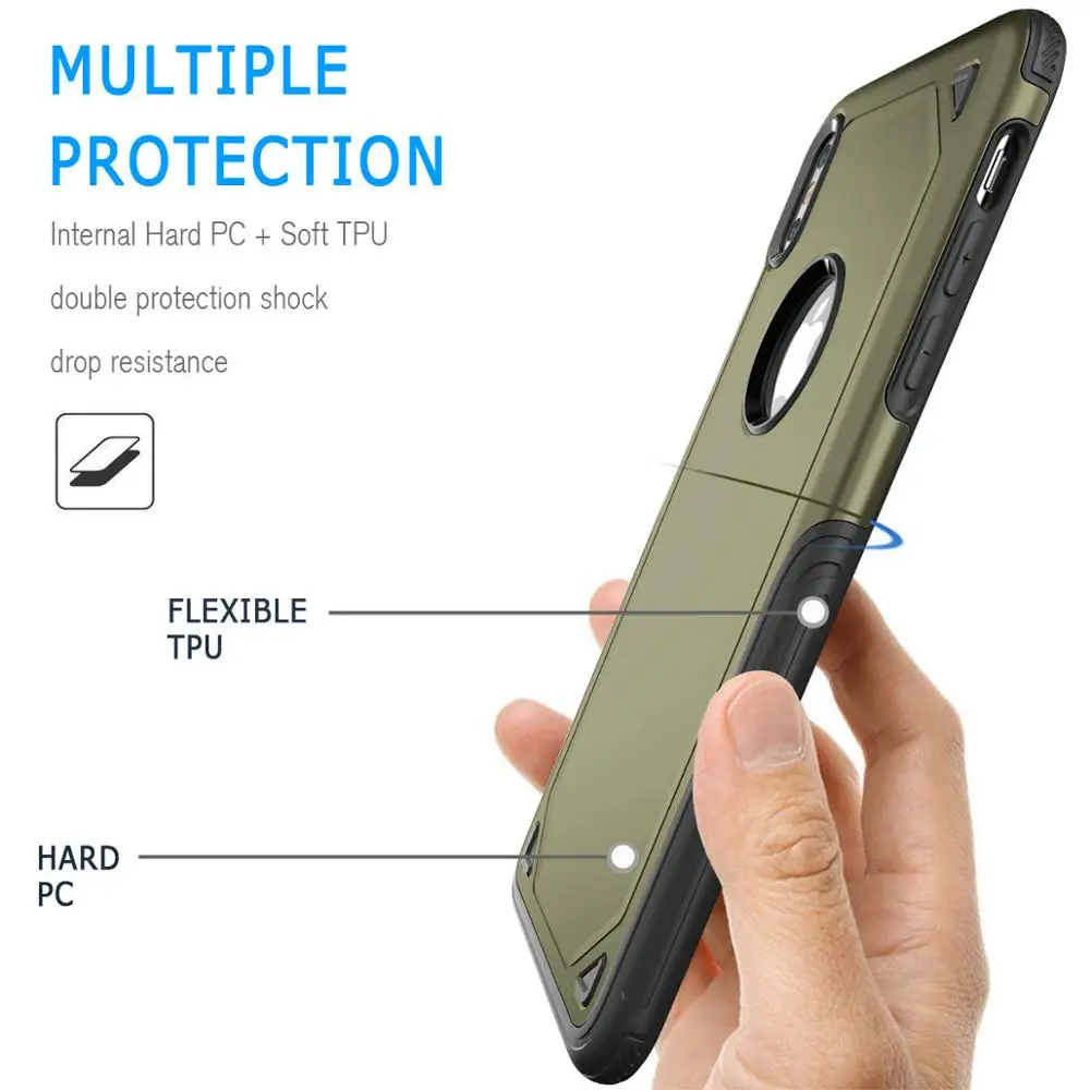 Роскошный противоударный чехол для телефона iPhone X XR XS Max гибридный жесткий