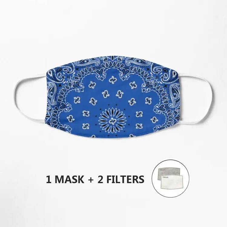 

Классическая маска-бандана (синяя версия), маска с принтом, противопылевая маска, ветрозащитная многоразовая маска смываемая маска для лица...