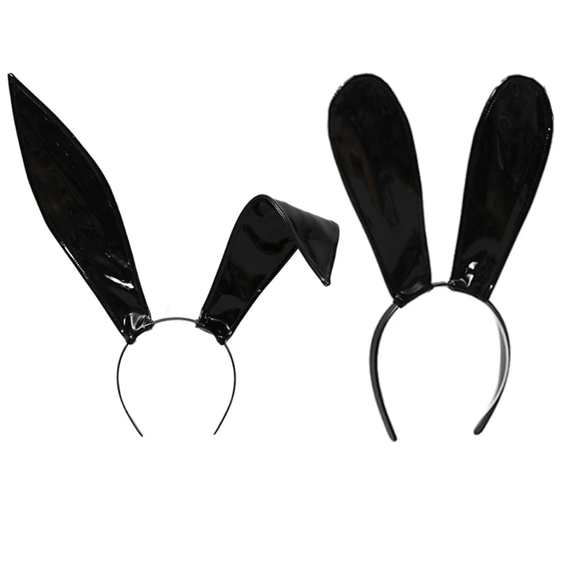 

Leather Headband with Bunny Ears Sexy Rabbit Ears Hair Hoop Easter Halloween Headwear Cosplay Theme Party Costume