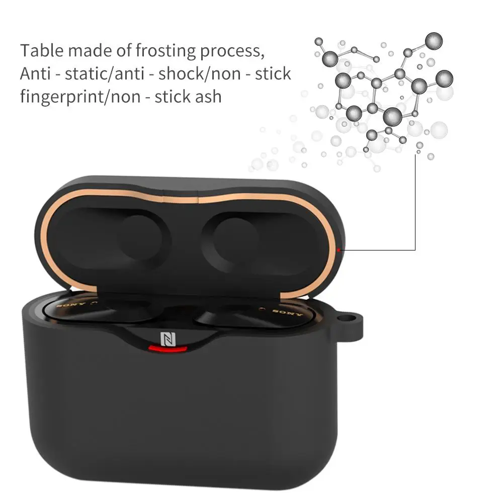 

Silicone Case for SONY WF-1000XM3 Bluetooth Earphone Charging Box Cover Soft Shell with Anti-lost Hook Soft Box Protective Case