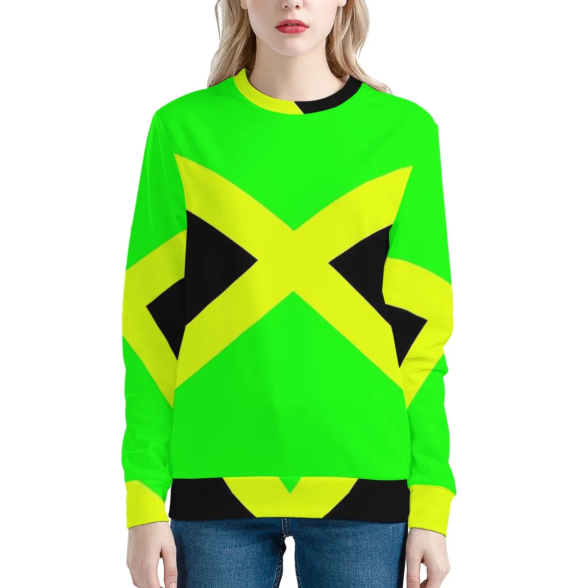 

Женский свободный свитер с круглым вырезом, с принтом в виде флага