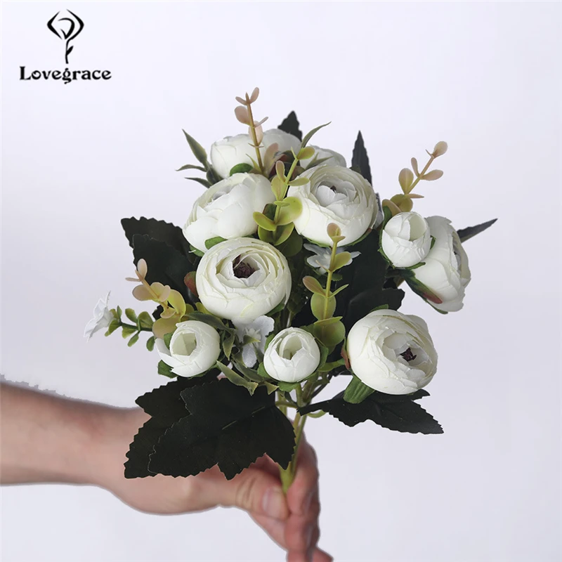 Best-selling Bridal Bouquet Rose Camellia Artificial Flower 5 Fork Fake Wedding Setting Furnishing Decoration | Свадьбы и торжества