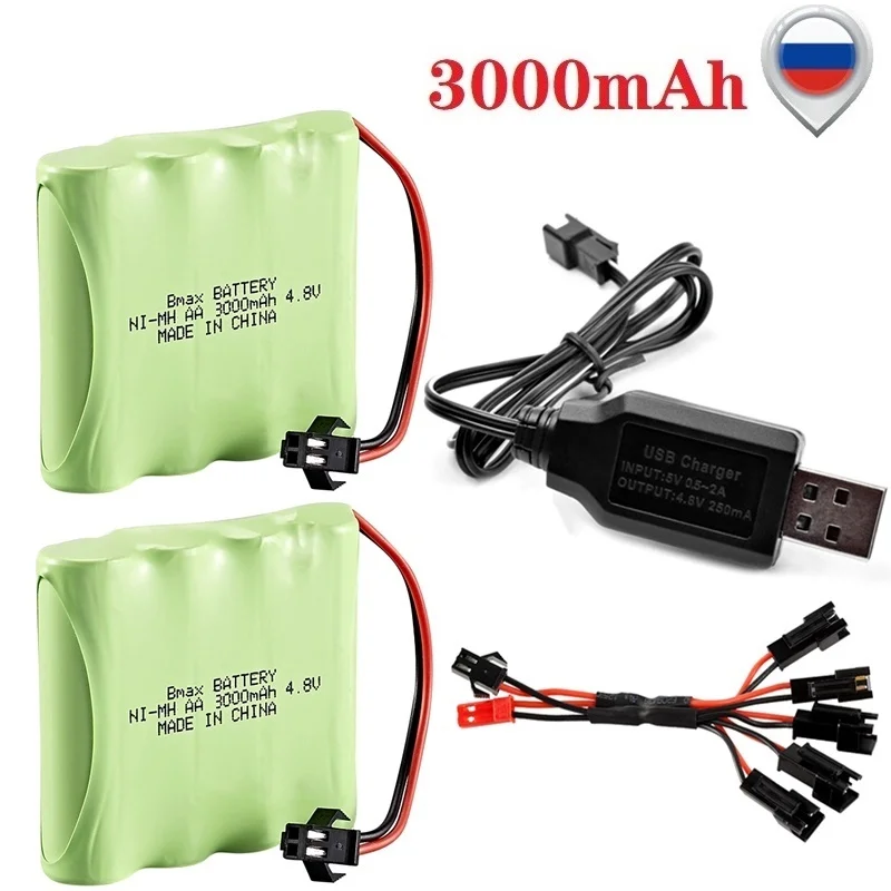 

Upgrade 4.8v 3000mah NiMH Battery Charger Set For Rc toys Cars Tanks Robots Boats Guns Ni-MH AA 4.8v Rechargeable Battery Pack