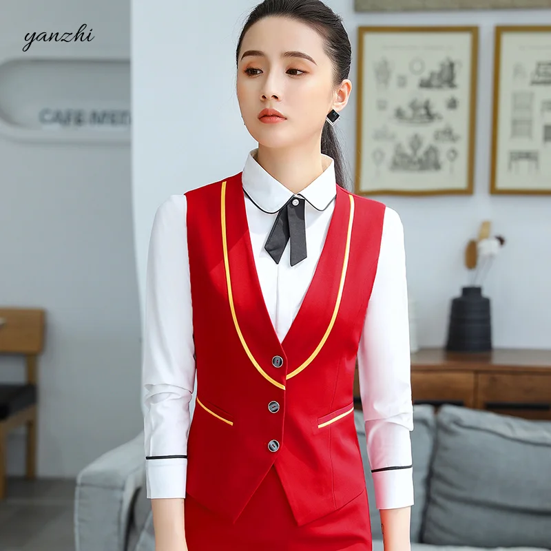 Женское платье для официанта в отеле кофейни модная Рабочая куртка жилет с