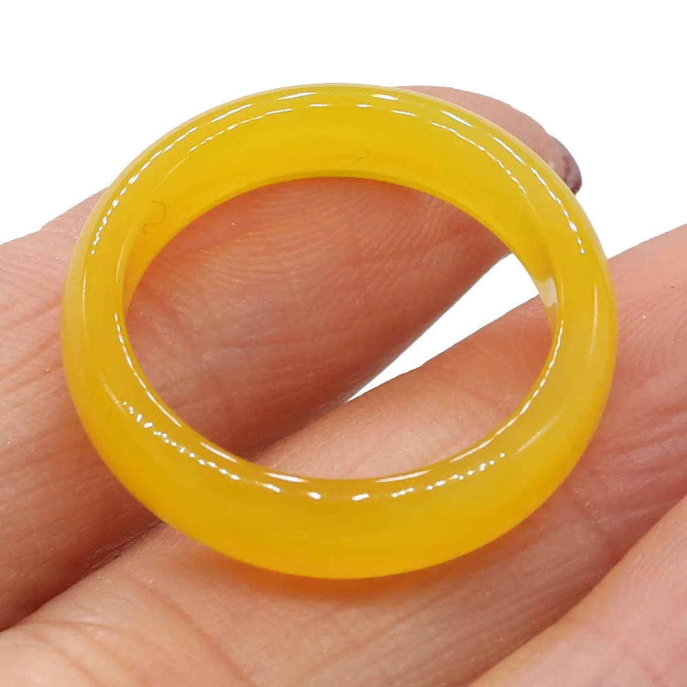 

1pcs Natural Stone Agates Rings Black Yellow Charm Jewelry Gift for Women or Girlfriend Width 6mm Inner Diameter 18/20mm