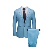 mens luxury blue business suit 2 pieces slim fit blazers for men wedding costume formal party casual suits jacketpants