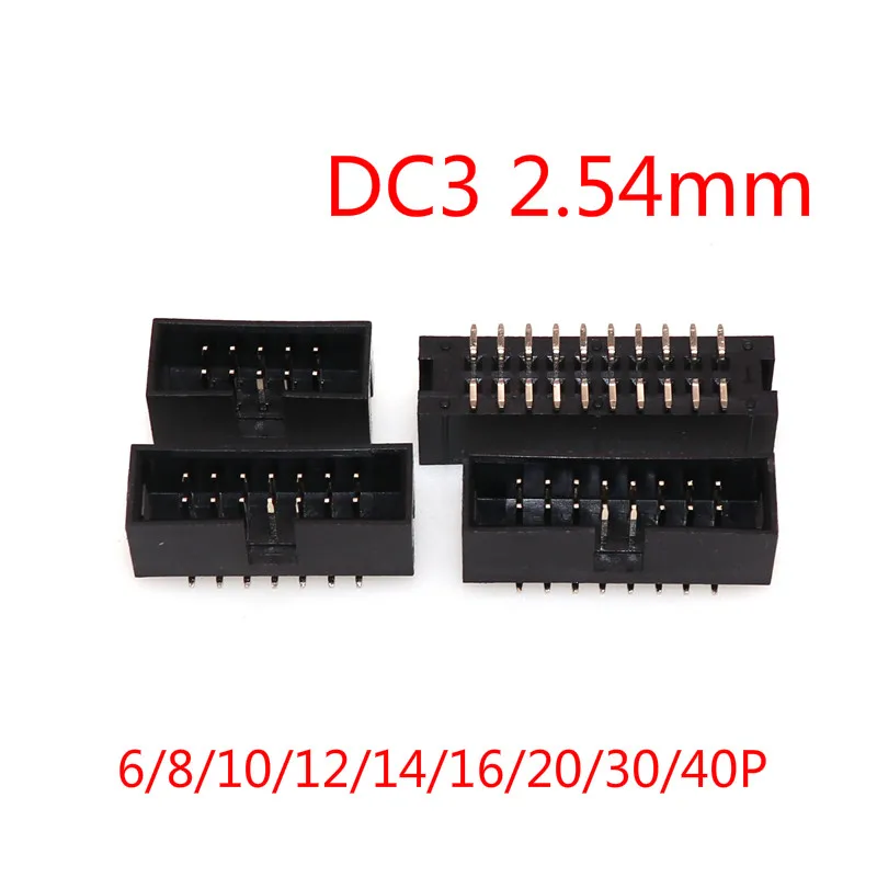 10PCS DC3-6/8/10/12/14/16/20/30/40P 2.54MM SMD Horn Block Connector 2.54MM Pitch SMT Male Socket Idc Box Headers