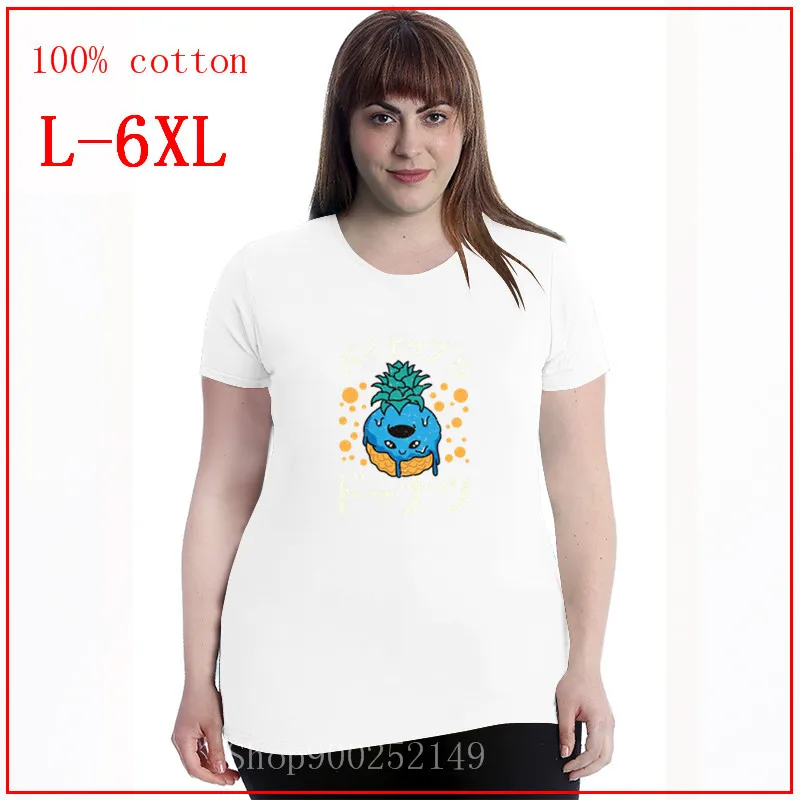 Kawaii ананас пончик рукав топы оверсайз 4XL 5XL 6XL одежда 100% хлопок Графический