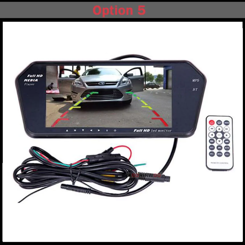 Option 5 Koorinwoo беспроводное " автомобильное зеркало с монитором TFT слот USB SD Bluetooth MP5 FM автомобильная камера заднего хода видео вход помощь при парковке - Цвет: Option 5