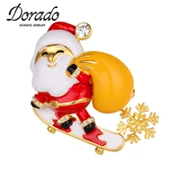 dorado new christmas brooches for women pins cute santa claus collar snowflake party fashion jewelry children 2020 wholesale