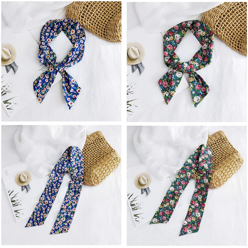 Женский маленький шарф шейный платок ленты для волос 90*5 см шаль на голову