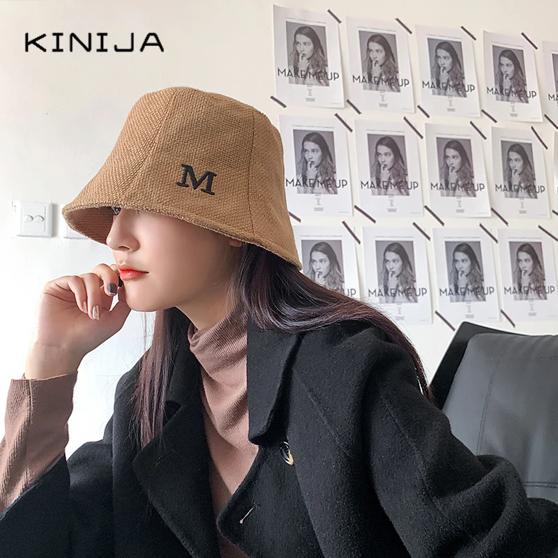 Корейская женская шапка осенне зимняя с буквенным принтом M хлопковая шляпа из