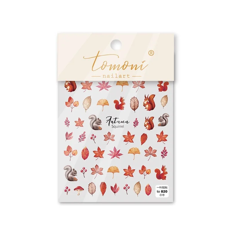 

1Sheet Maple Leaves 3D/5D Nail Stickers Fall Leaf Flowers Line Sliders For Nails Self Adhesive Stickers Autumn Manicuring Decals