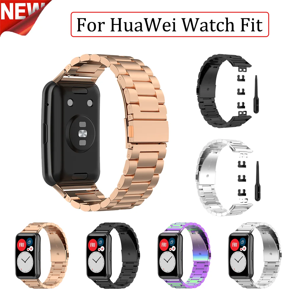 

Replacement Stainless Steel Metal Strap For Huawei Watch Fit Original SmartWatch Band Accessories WristBand Bracelet with tool