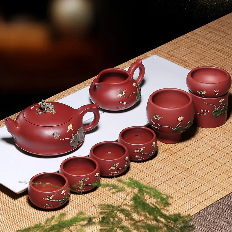 Простой домашний чайник Подарочная коробка ручная работа Zhu Mu Dahongpao lotus pond moonlight