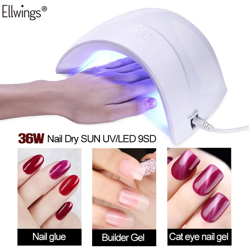 Ellwings Сушилка для ногтей перезаряжаемая электрическая 36 Вт солнечная УФ