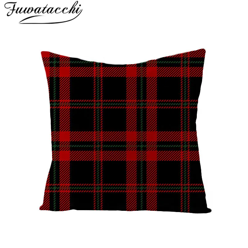 Рождественский подарок Fuwatacchi наволочка льняная в красную клетку с