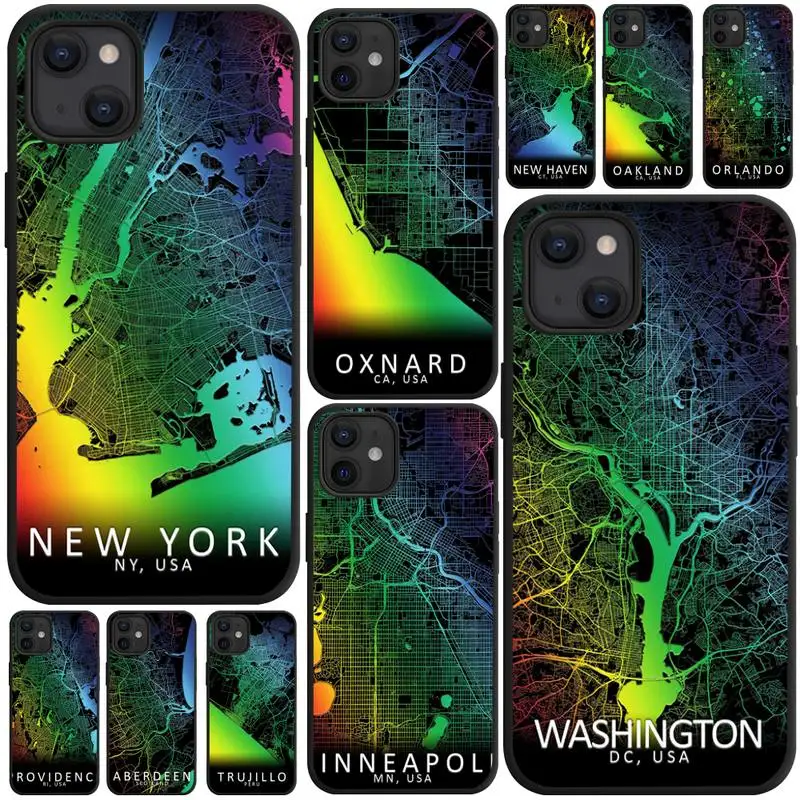 Чехол для телефона с изображением радужной береговой карты Вашингтона окснара