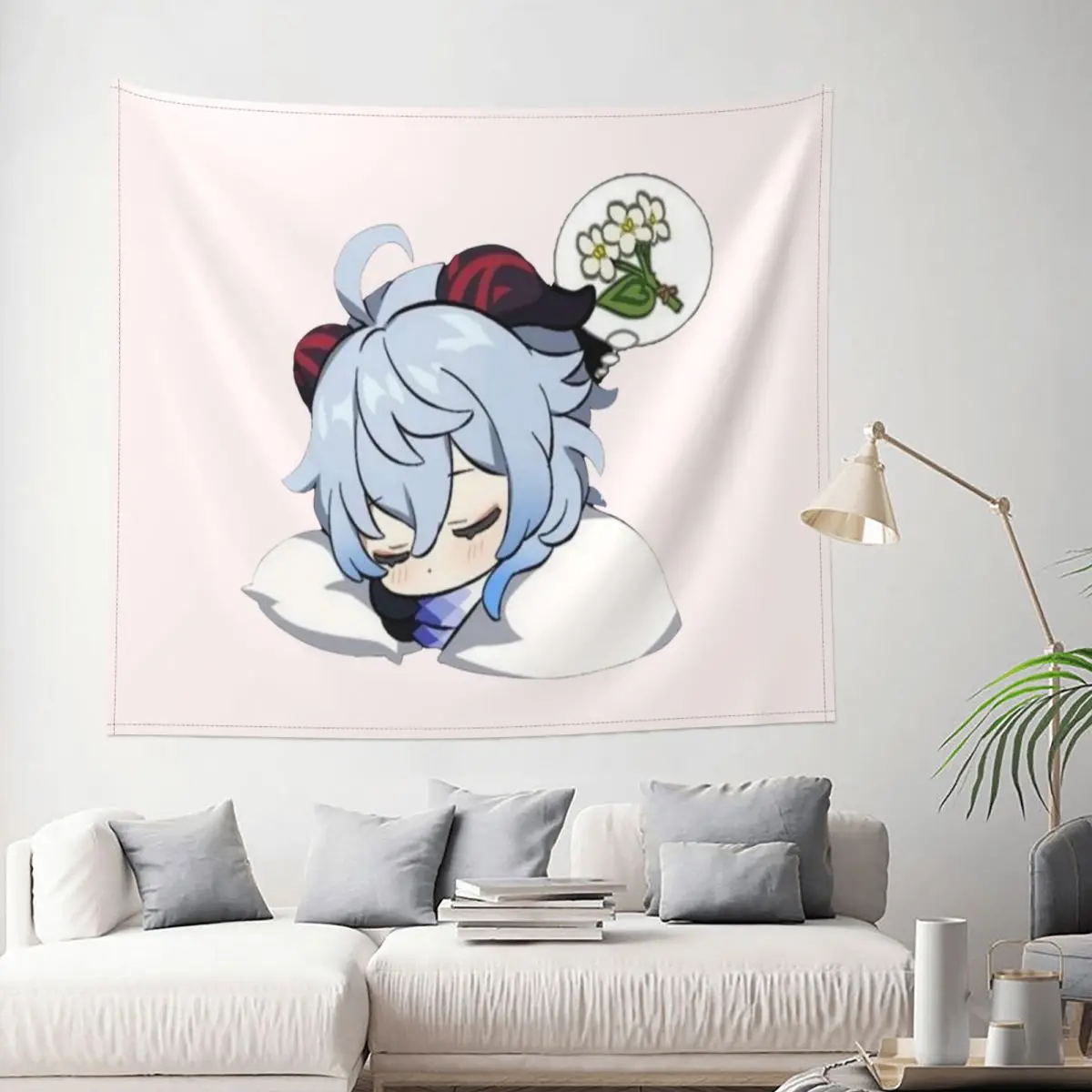 

Ganyu Peeker Tapestry Genshin Impact Anime Game Decoration Wall Room Home Decor Hanging Living room Kawaii Cute Style