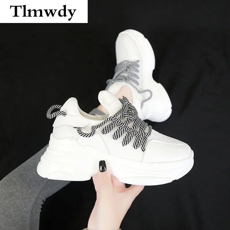 

Spring 2021 New Women's Vulcanized Shoes Comfortable Lace-up Women Casual Shoes Fashion Mesh Breathable Sneakers Tenis Feminino
