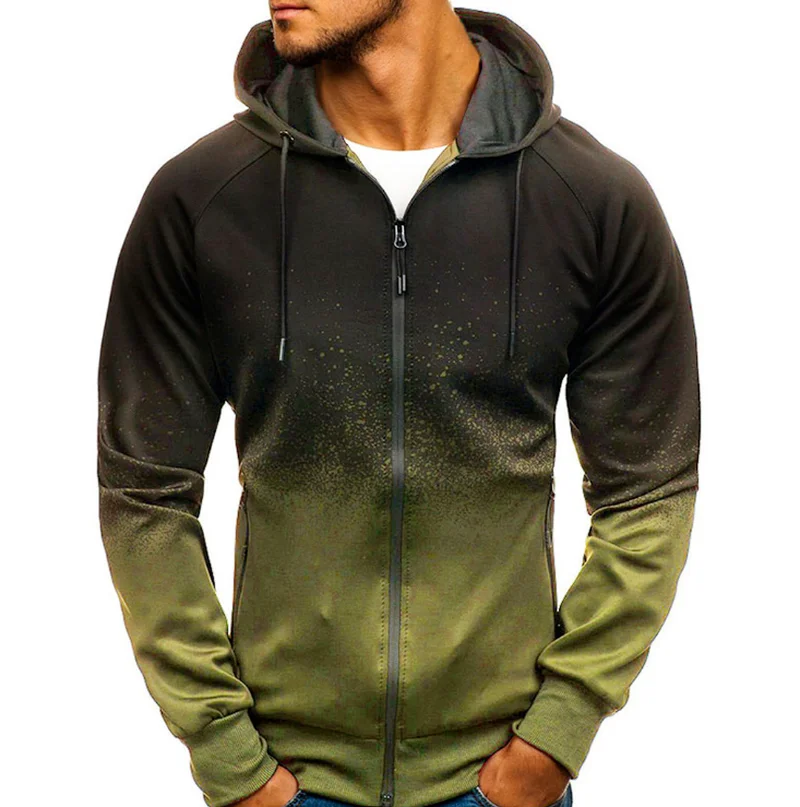 

NEW2021 for RENAULT Car Logo Print Casual HipHop Harajuku Gradient color Hooded Mens Fleece Sweatshirts zipper Jacket