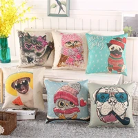 45x45cm cartoon animal printed sofa cushion cover cotton linen home office car seat decor throw pillowcase