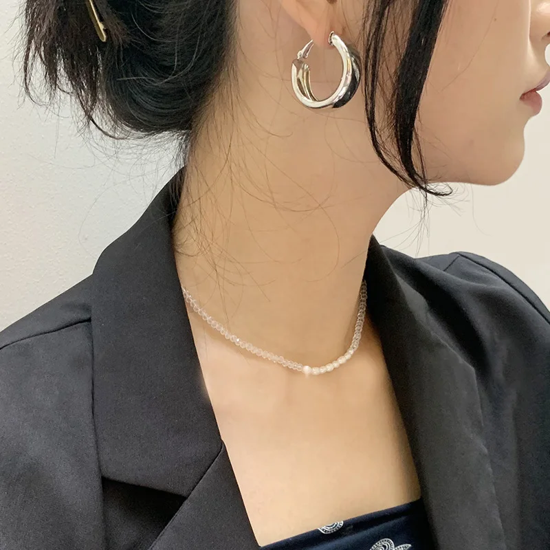 

Minimalist Large Circle Geometric Round Big Hoop Earrings for Women Girl Wedding Party Jewelry