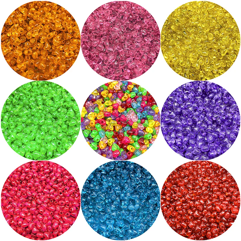 

50 шт., акриловые бусины в форме сердца, 9 х12 мм