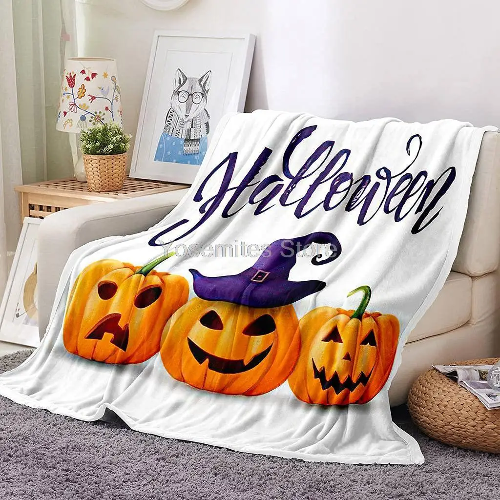 

Halloween Blanket,All Season Lightweight Plush and Warm Home Cozy Portable Fuzzy Throw Blankets for Couch Bed Sofa,Halloween Pum