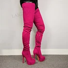 Женские ботфорты на платформе, из искусственной кожи, большие размеры 43 44 45 47 50 52