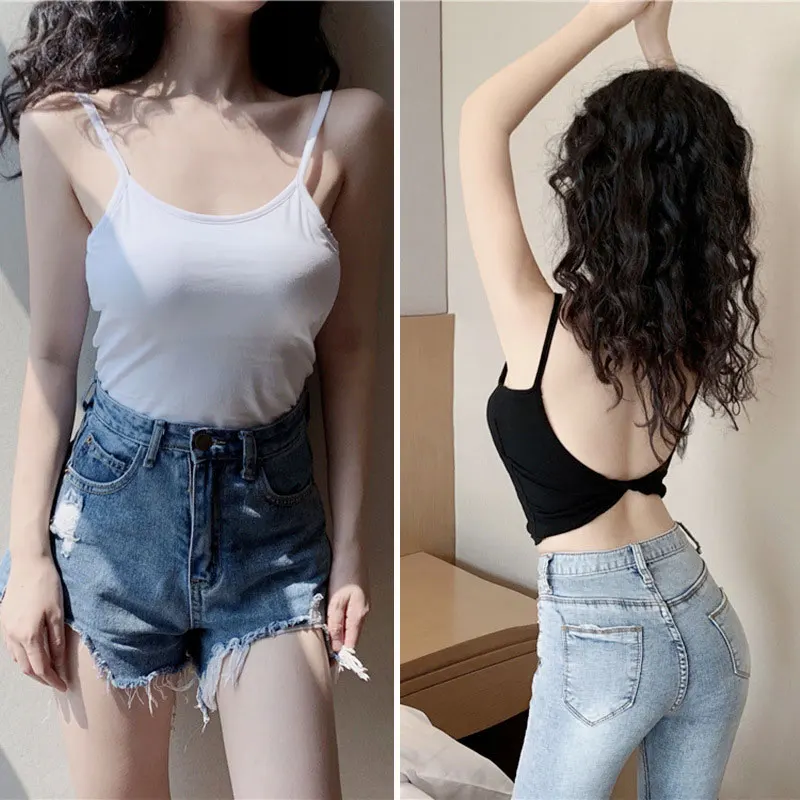 Женский сексуальный укороченный топ без рукавов с пуш ап бюстгальтером открытой