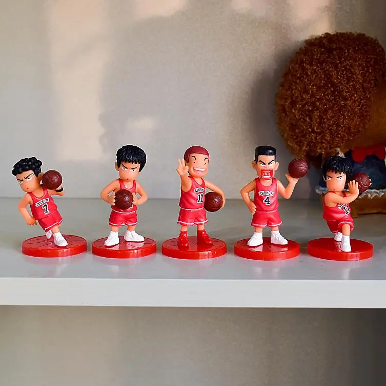5 шт./лот SLAM DUNK Shohoku баскетболист Фигурки игрушки Hanamichi Rukawa Kaede Sakuragi аниме модель игрушки - Цвет: Red