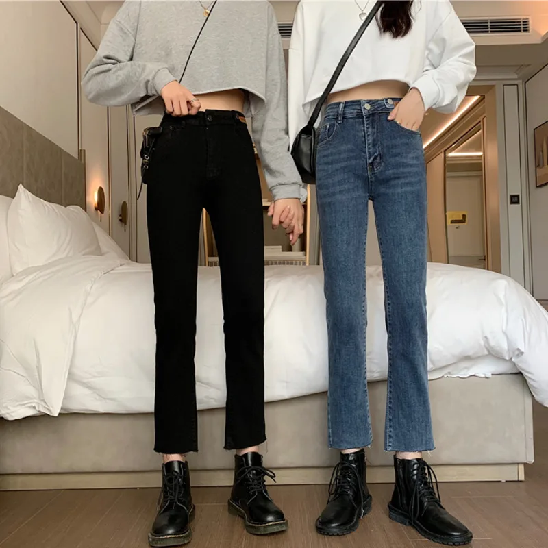 

Женские брюки с высокой талией, джинсовые штаны, винтажные прямые эластичные свободные повседневные 2021 новые уличные повседневные Универсальные джинсовые штаны