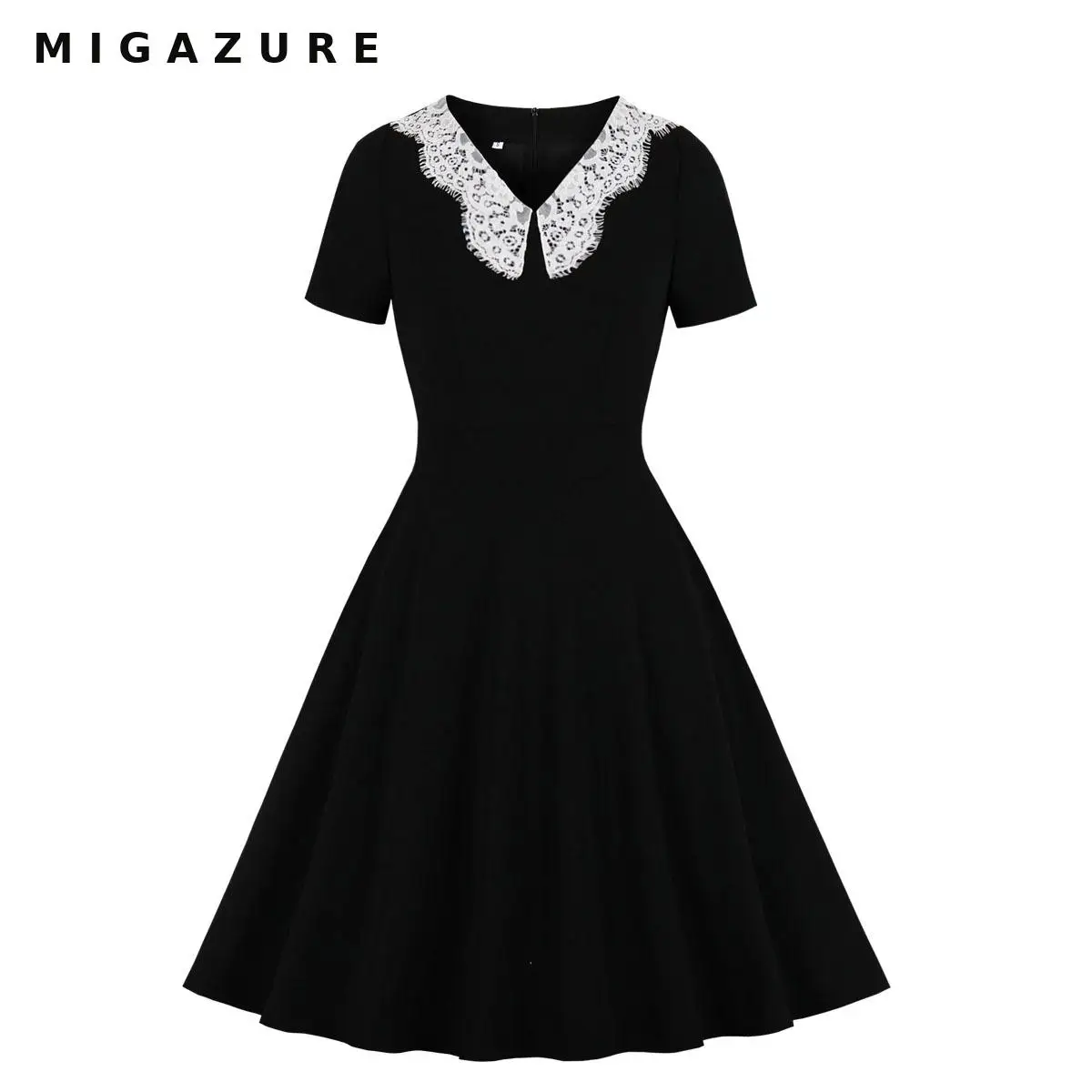 

Женское платье миди с V-образным вырезом, с кружевом