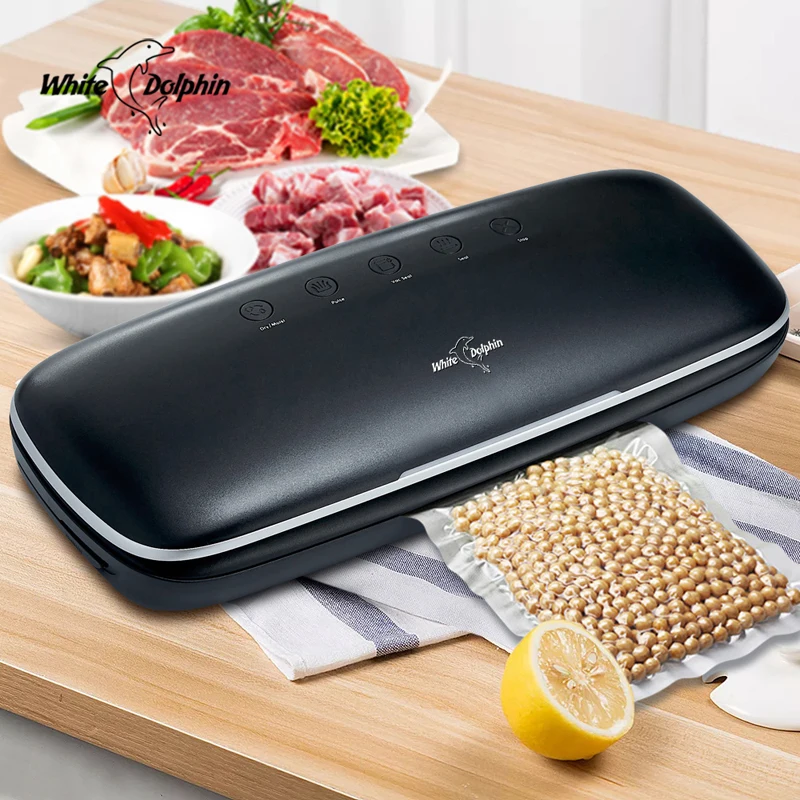 Белый дельфин вакуумный упаковщик, 220V 110V для сохранение продуктов питания домашний вакуумный Еда закаточной машиной со шлангом и 10 шт. сумки для хранения