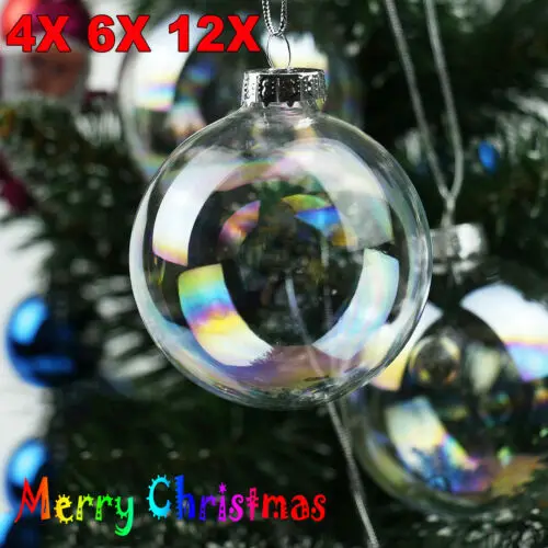 4/8/12 шт 6 см прозрачный переливающийся со стеклянными круглыми Шарами Рождество