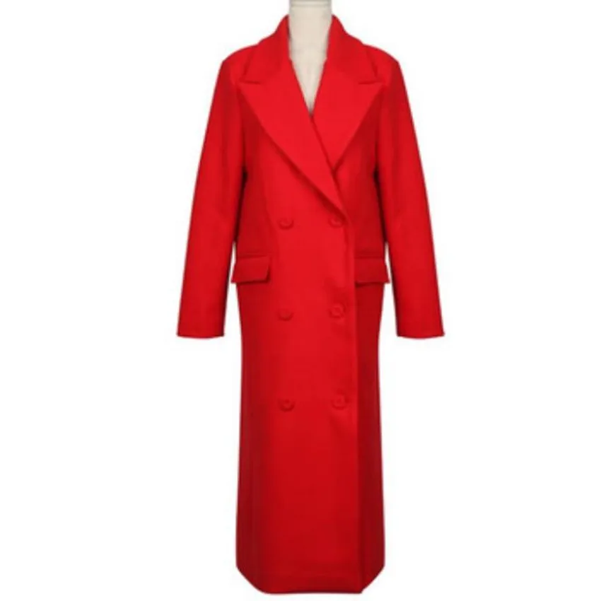 

Шерстяное пальто, Женское зимнее Длинное свободное теплое двубортное толстое пальто из смешанной шерсти, Новинка