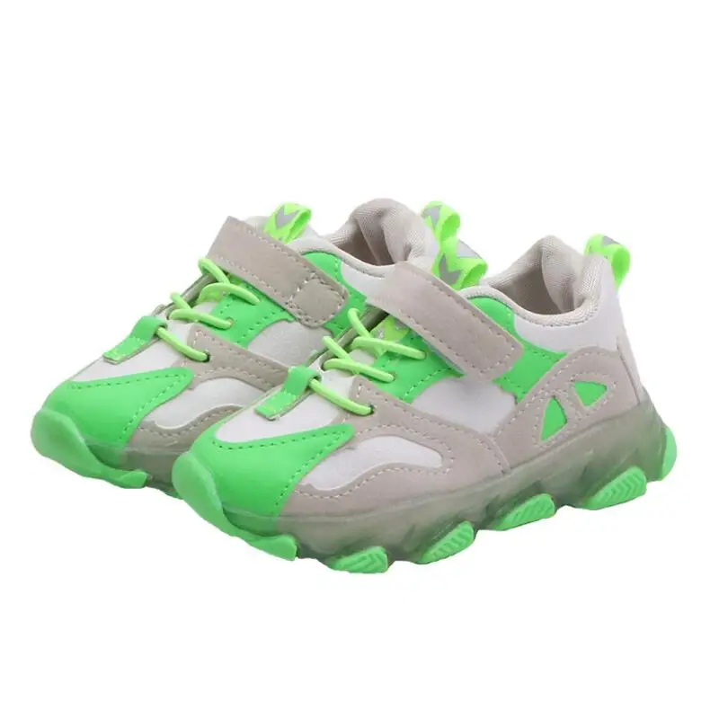 

Child Sport Shoes Spring Luminous Fashion Breathable Kids Boys Net Shoes Girls Anti-Slippery Sneakers With Light Running Shoes
