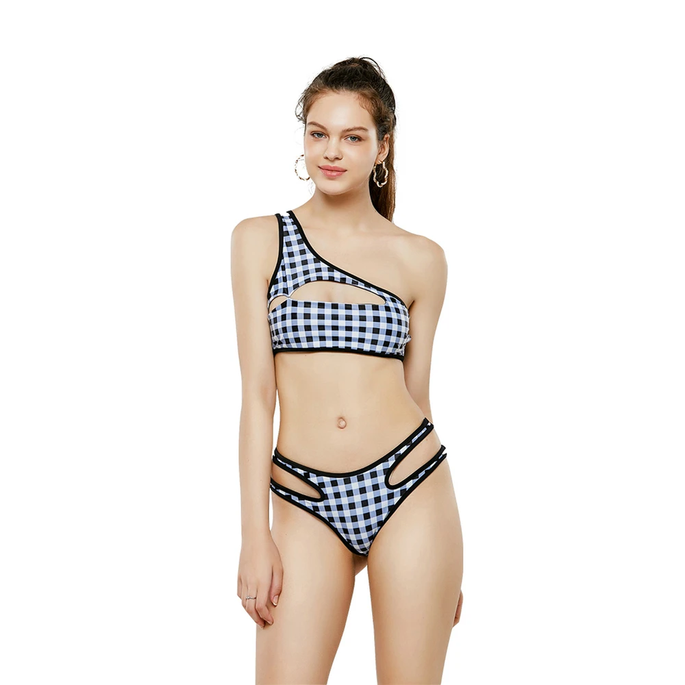 

Bikini 2021 Sexy Swimsuit Woman One-shoulder Swimwear Reversible Biquini Female Hollow Out Bathing Suit Beachwear for Ladies