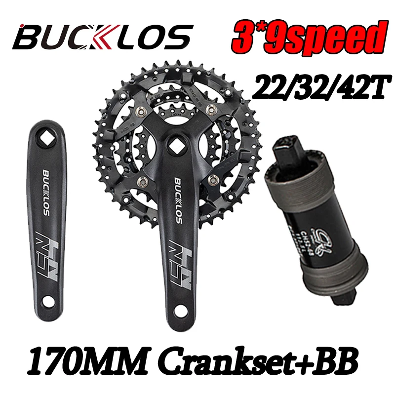 

Звезда с квадратным отверстием 170 мм, звездочка из алюминиевого сплава, 9 скоростей, звездочка 22/32/42T с велосипедными деталями BB