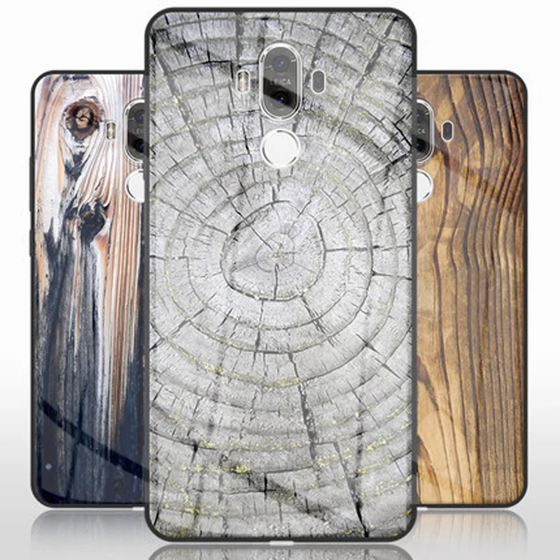 Чехол для телефона из закаленного стекла с изображением древесины и черного